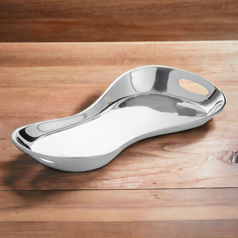 Nambe Morphik Handled Metal Alloy Tray, Large Serving Platter Can Be Heated or Chilled