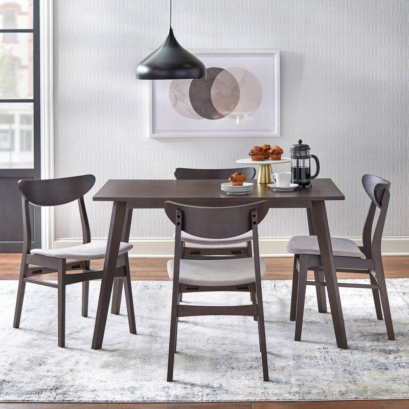 Walnut Mid-Century 5-Piece Dining Set with Upholstered Chairs