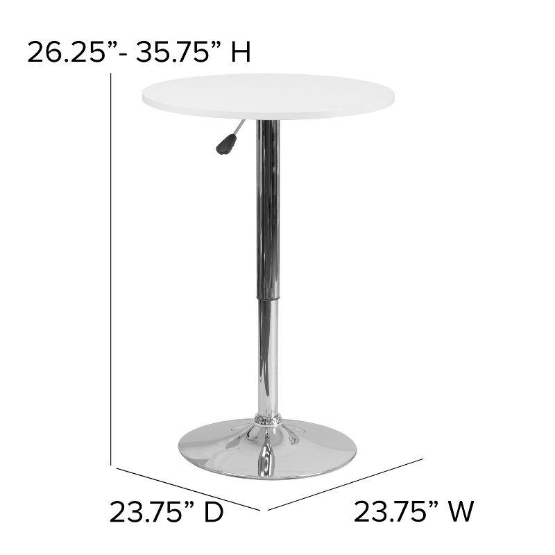 Flash Furniture 23.75'' Round Adjustable Height White Wood Table (Adjustable Range 26.25'' - 35.75'')