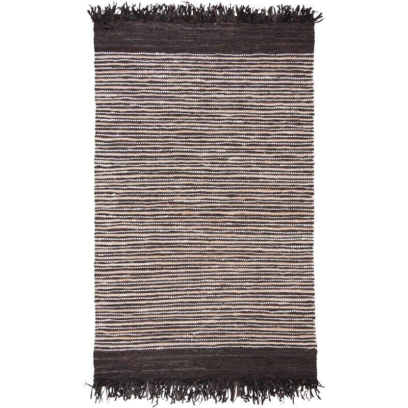 Vintage Leather VTL373 Hand Woven Area Rug - Dark Brown/Multi - 5'x8' - Safavieh.