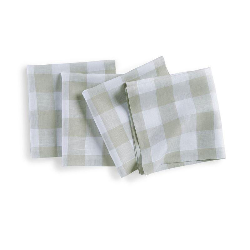 Buffalo Check - 100% Pure Linen Square Dinner Napkins (Set of 4)