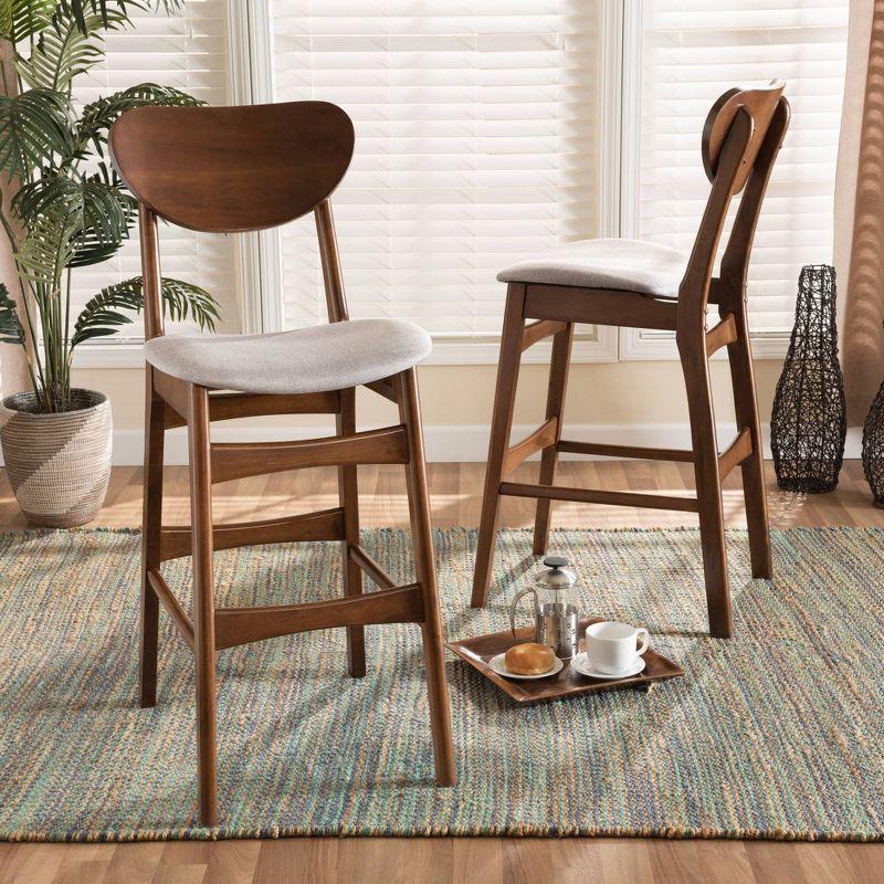 Katya Adjustable Gray Wood Bar Stool Set