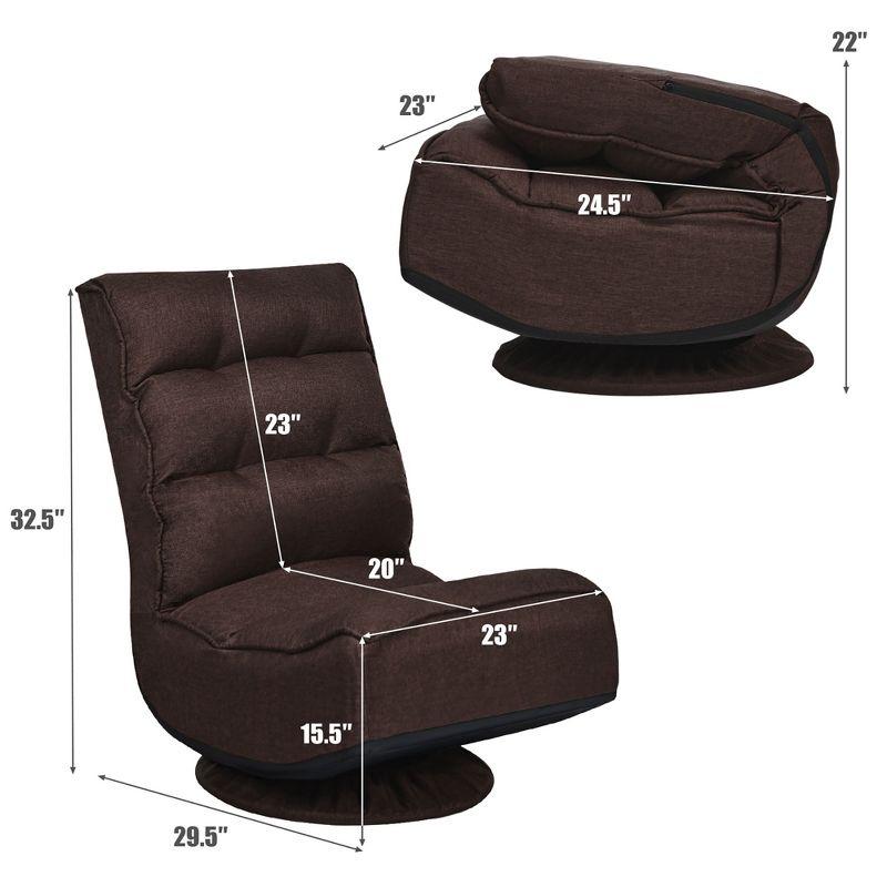 Costway Gaming Chair Fabric 5-Position Folding Lazy Sofa 360 Degree Swivel Grey\ Black\Coffee