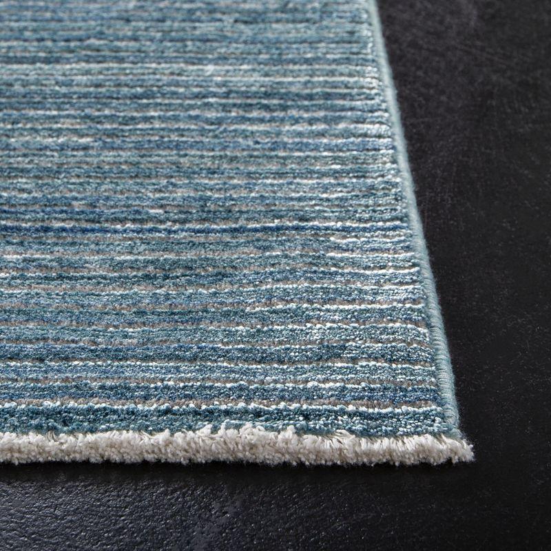 Elysian Bliss 79" Square Hand-Knotted Wool-Blend Rug in Blue/Grey