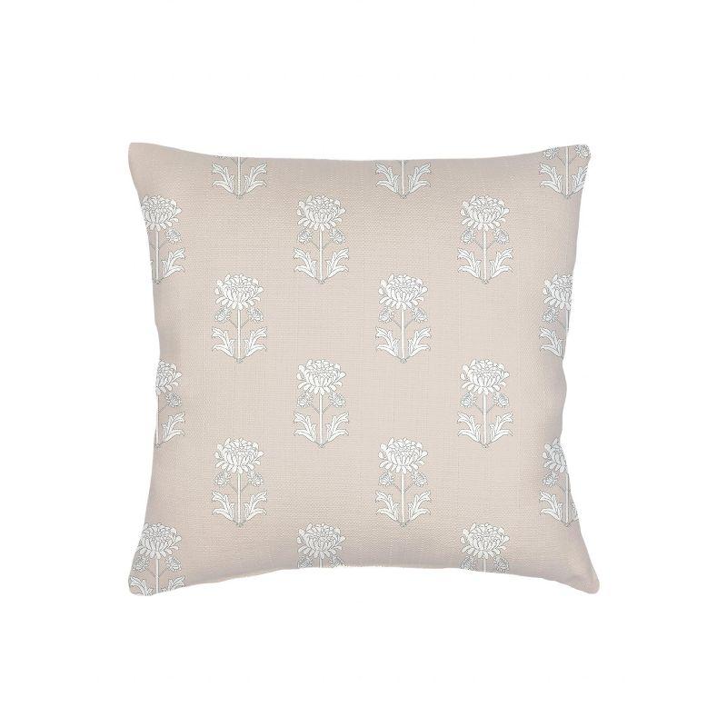 Beige Block Print Linen Pillow 20x20 20x20 / Down