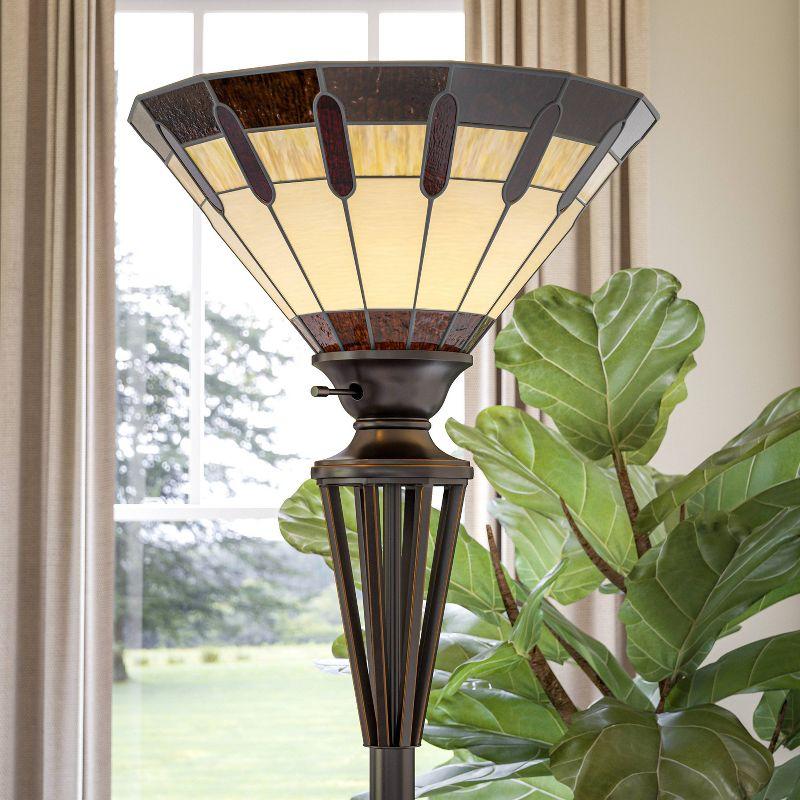 1-Light Harmond Art Glass Torchiere Bronze - Kenroy Home: Elegant Steel Base, 3-Way Rotary Switch, UL Listed