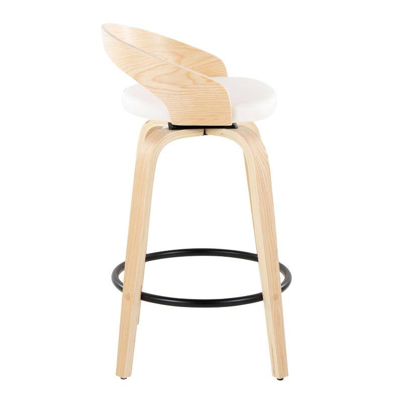 Set of 2 White Swivel Counter Stools with Wood Legs