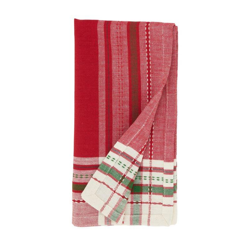 Joyful Holiday Stripe Placemat and Napkin Set (4 Placemats + 4 Napkins)