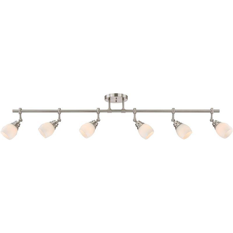 Pro Track Elm Park 6-Head Ceiling Track Light Fixture Kit Spot Light Directional Silver Brushed Nickel Finish Glass Modern Kitchen 57 1/2" Wide