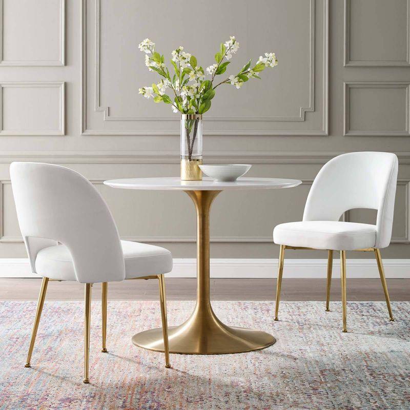 Modway Set of 2 Rouse Dining Room Side Chairs White: Velvet Upholstered, MDF Frame, Modern Armless Design