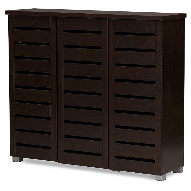 Adalwin Modern and Contemporary 3-Door Wooden Entryway Shoes Storage Cabinet: Organizer for 20 Pairs - Baxton Studio