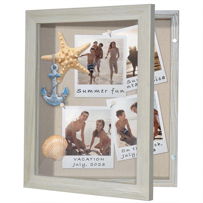Americanflat 8x10 Front Loading Shadow Box Frame and Display Case for Keepsakes - Grey Wood