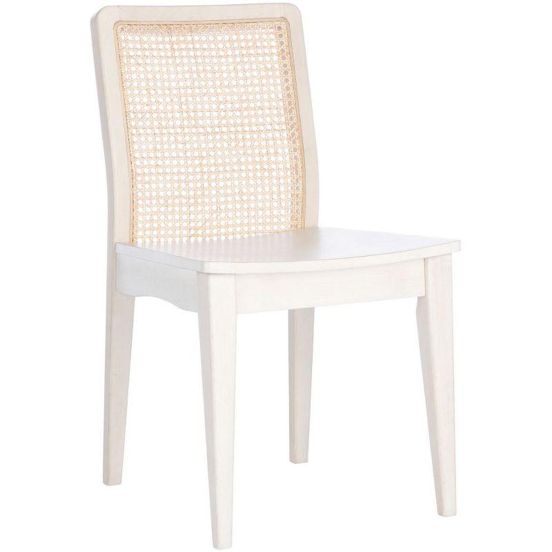 Benicio White and Natural Rattan Coastal Side Chair