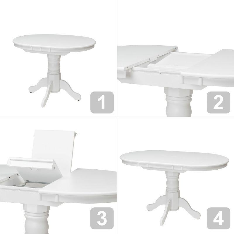 Extendable Dining Table White - CorLiving: Oval Pedestal Kitchen Table with Butterfly Leaf, Seats 4