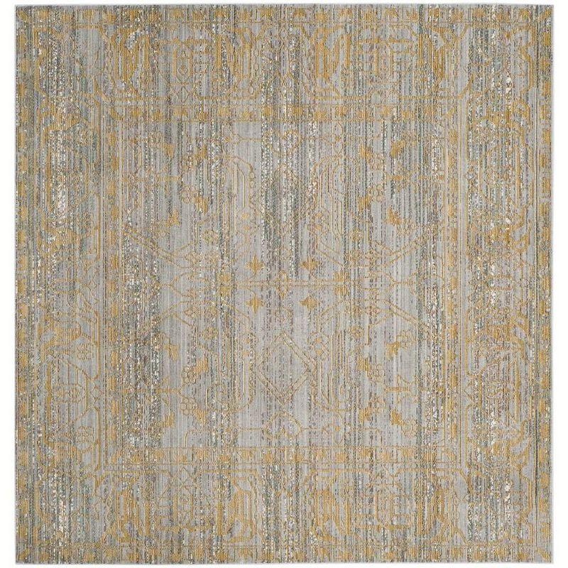 Valencia VAL104 Power Loomed Indoor Area Rug - Grey/Gold - 6'7"x6'7" - Safavieh