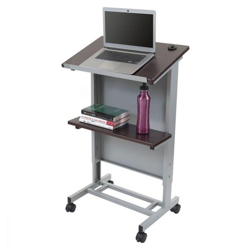 Stand Up Desk Store Mobile Adjustable Height Rolling Lectern Podium with Heavy Duty Steel Frame