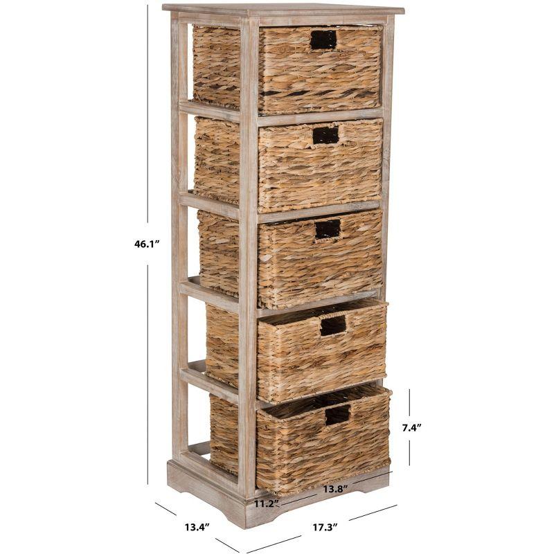 Vedette 5 Wicker Basket Storage Tower - AMH5739 - White Wash - Safavieh Couture