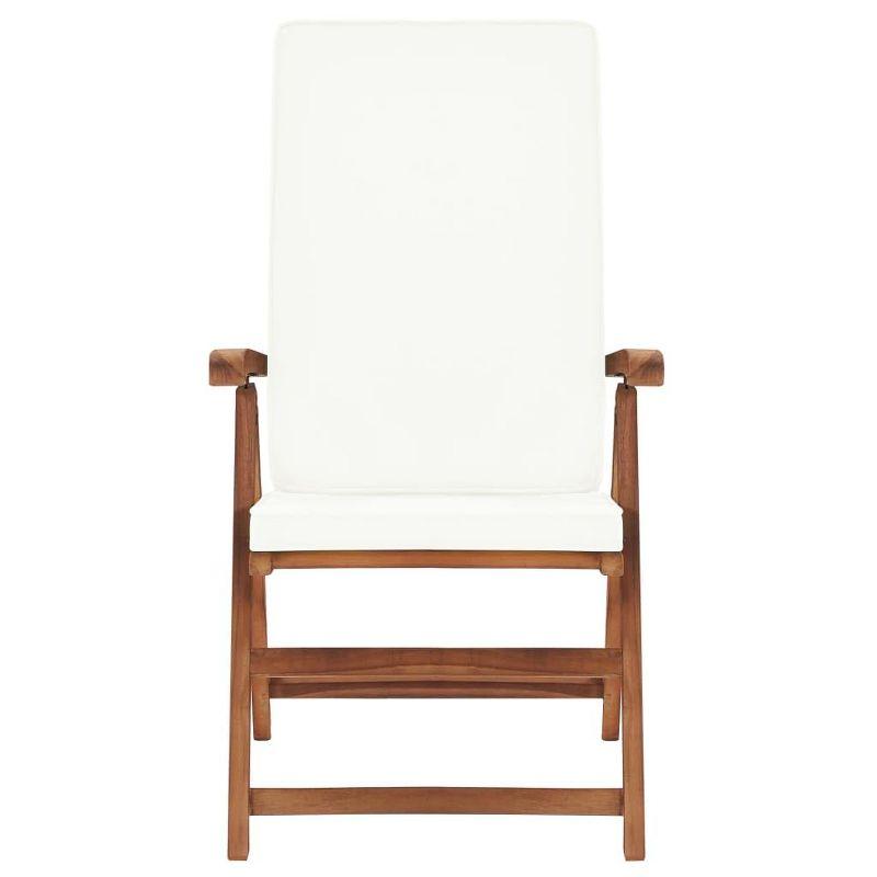 Teak Wood Reclining Patio Chairs with White Cushions