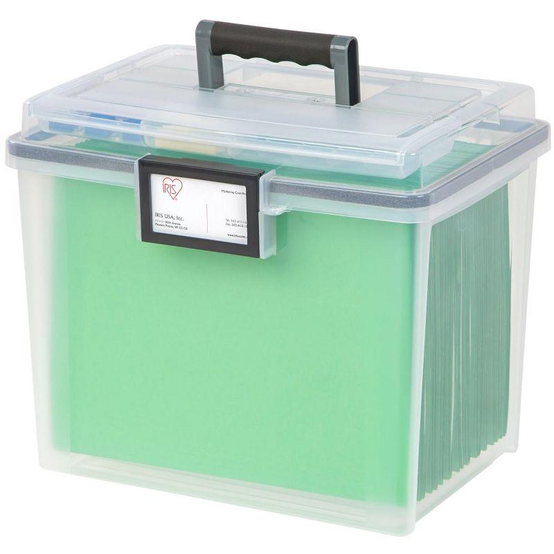 Clear Portable Weatherproof Letter-Size File Box with Organizer Lid