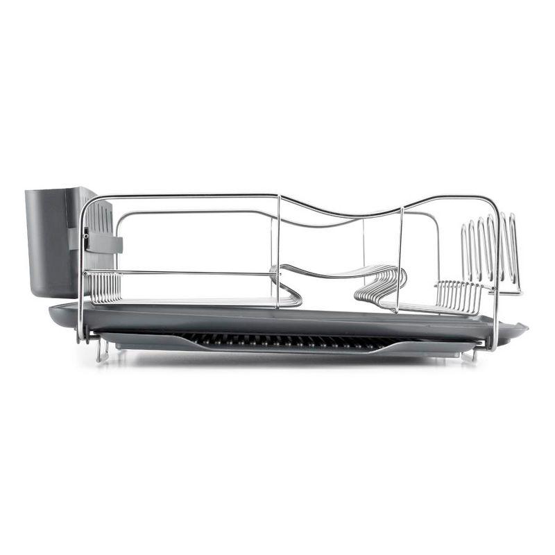 Black Metal 4-Piece Dish Rack with Utensil Cup