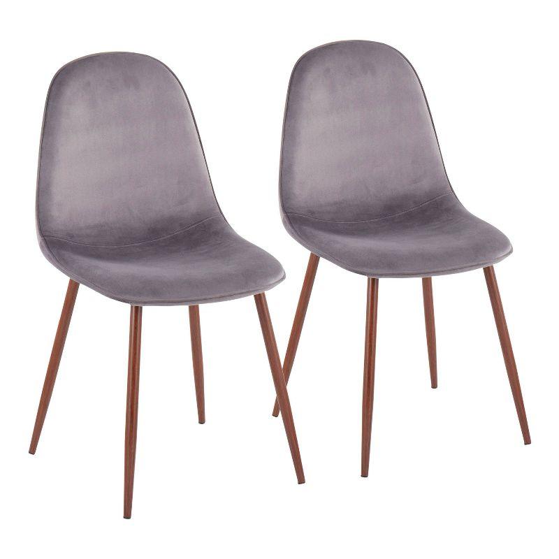 Set of 2 Pebble Mid-Century Modern Dining Chairs Walnut/Gray - LumiSource