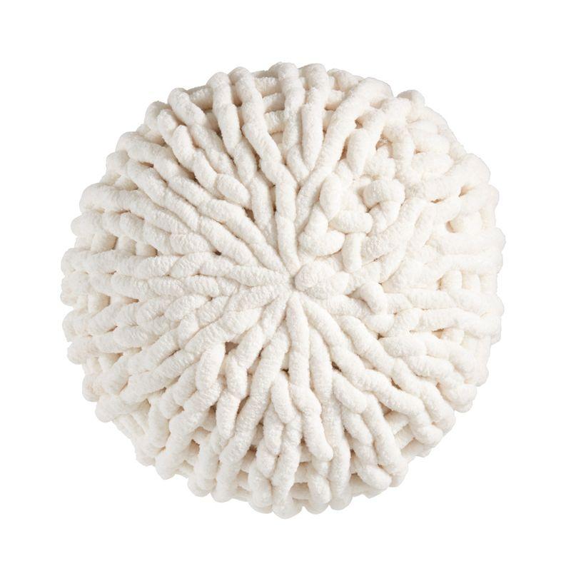 Saro Lifestyle Chunky Knit Round Throw Pillow, Off-White, 15"x15"