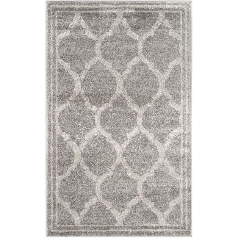 Elysian Dark Grey and Beige Geometric Synthetic Area Rug, 30" x 4"