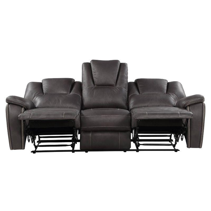 Charcoal Faux Leather Reclining Sofa with Pillow-top Arms