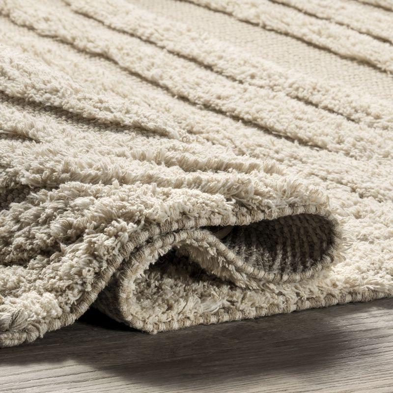 Ivory Whisper Round Hand-Tufted Wool & Cotton Shag Rug