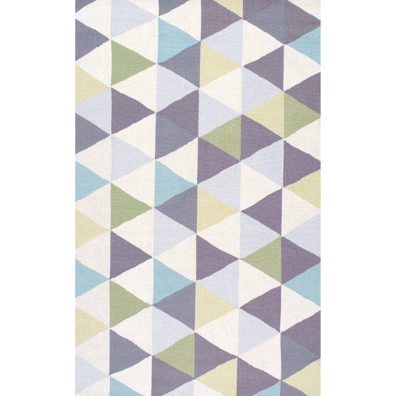 3'x5' Bianca Triangles Area Rug Green - nuLOOM: Wool, Geometric, Contemporary, Handmade, Low Pile, Indoor Use
