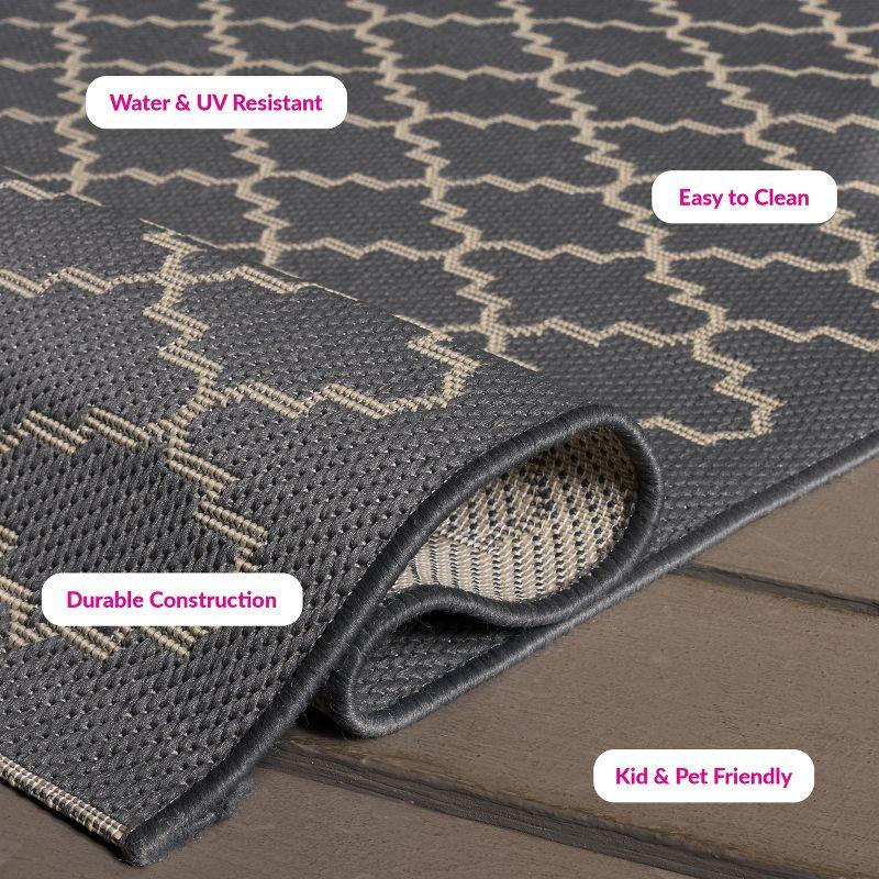 Courtyard CY6919 UV & Stain Resistant Non-Shedding Power Loomed Indoor/Outdoor Accent Rug - Anthracite/Beige - 2'7"x5' - Safavieh