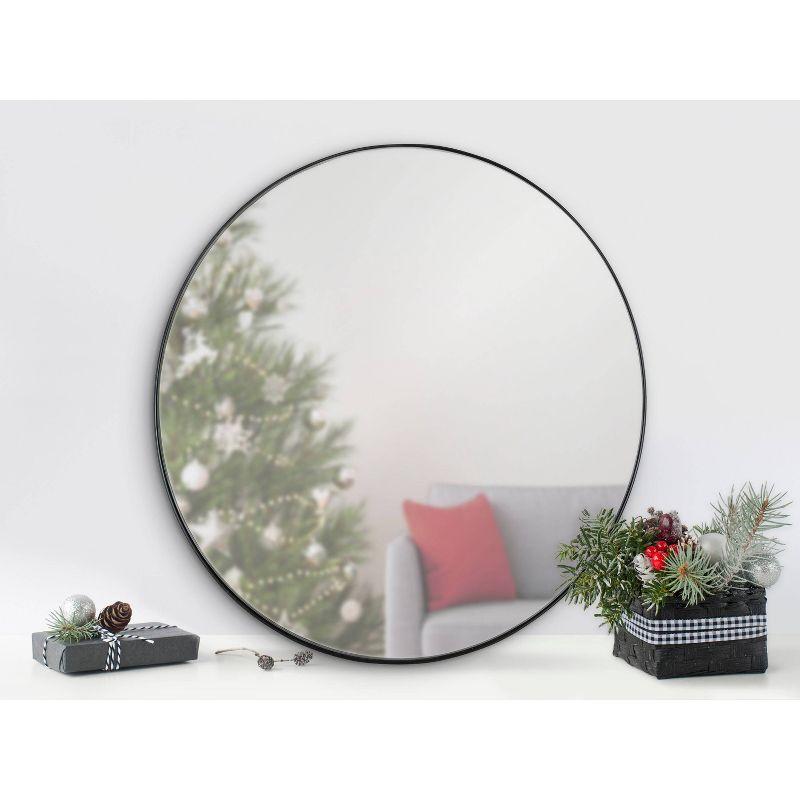 22" Rollo Round Wall Mirror Black - Kate & Laurel All Things Decor: Modern Iron Frame, Wall Mount, Geometric Design