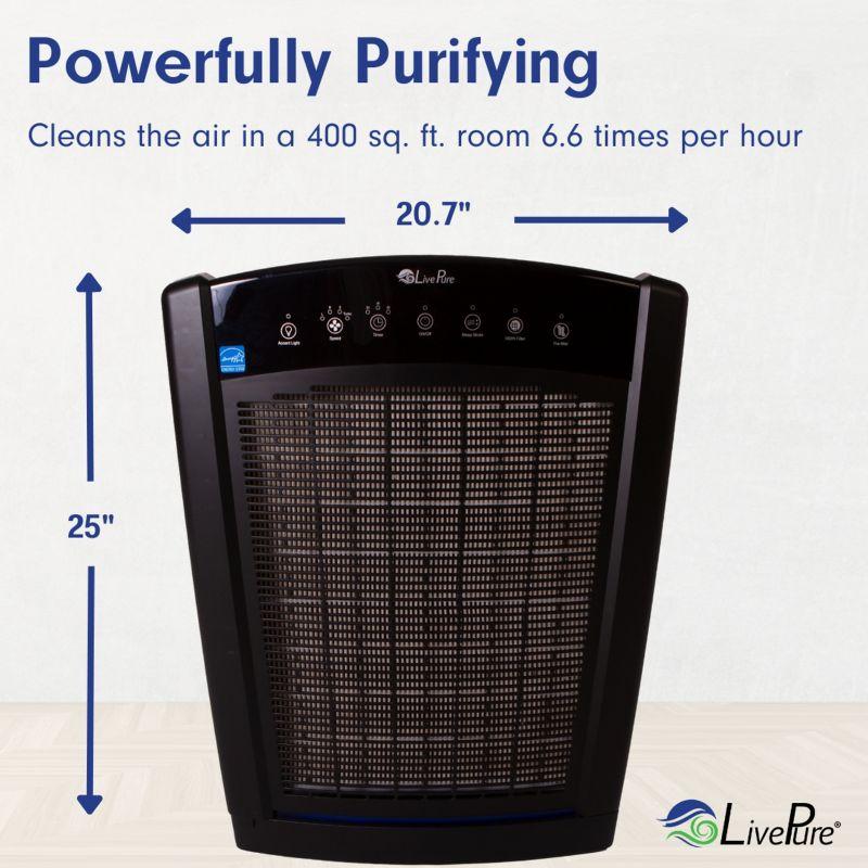 LivePure LP550 Air Purifiers for Home Large Room and Bedroom. True HEPA Air Purifier for Pets, Odors, Allergens, Smoke, Dust, VOC's. 4 Fan Speeds,
