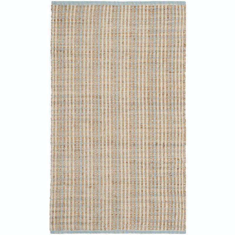 Natural Hand-Knotted Cotton Stripe 4' x 6' Area Rug