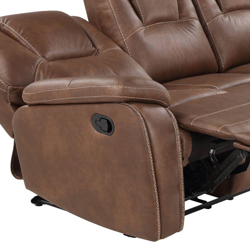 Katrine Manual Side Lever Recliner Sofa Brown - Steve Silver Co.: Luxurious Faux-Leather, Padded Armrests