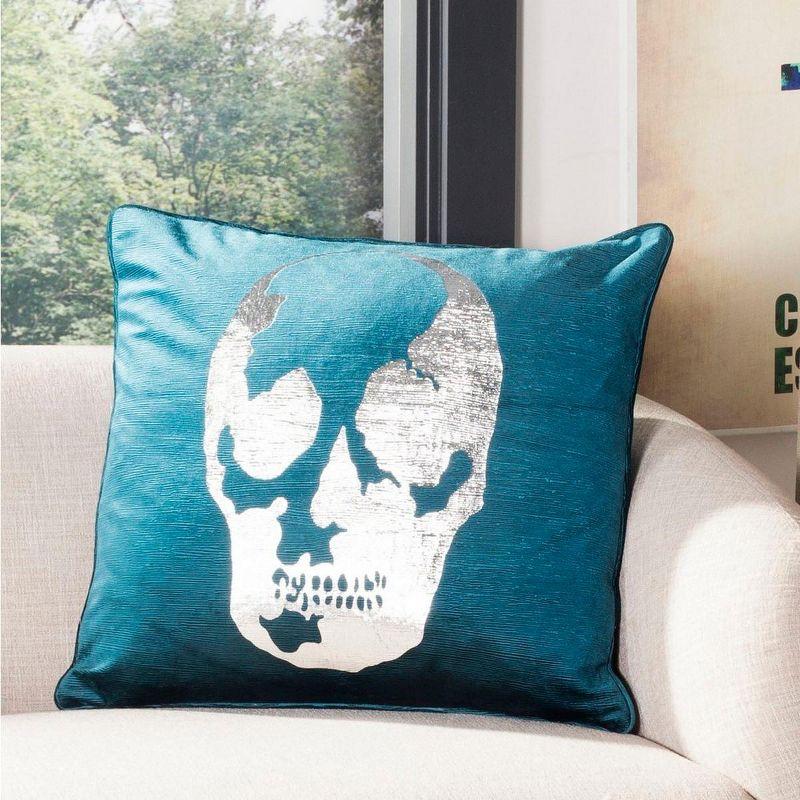 Romey Skull Pillow - Dark Green - 20"X20" - Safavieh