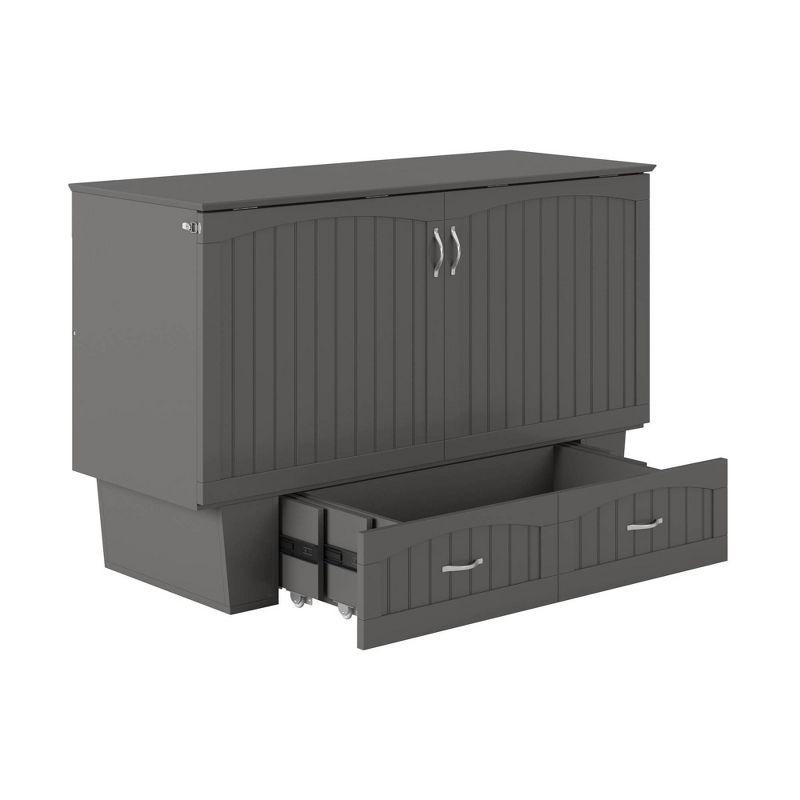 Queen Nantucket Murphy Bed Chest USB Turbo Charger Gray - AFI: Space-Saving, Built-In Charging, No Box Spring Required