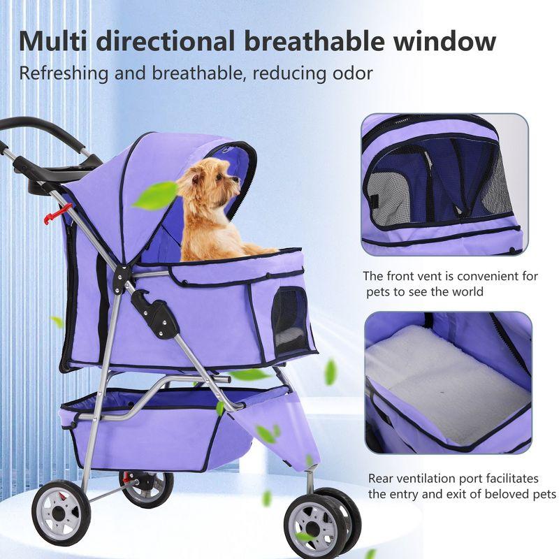 FDW 3 Wheels Pet Stroller Dog Cat Cage Jogger Stroller for Medium Small Dogs Cats Travel Folding Carrier Waterproof Puppy Stroller