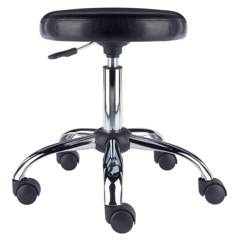 Clark Adjustable Height Swivel Bar Stool with Cushion Black - Winsome: Chrome Base, Office & Desk Chair with Casters