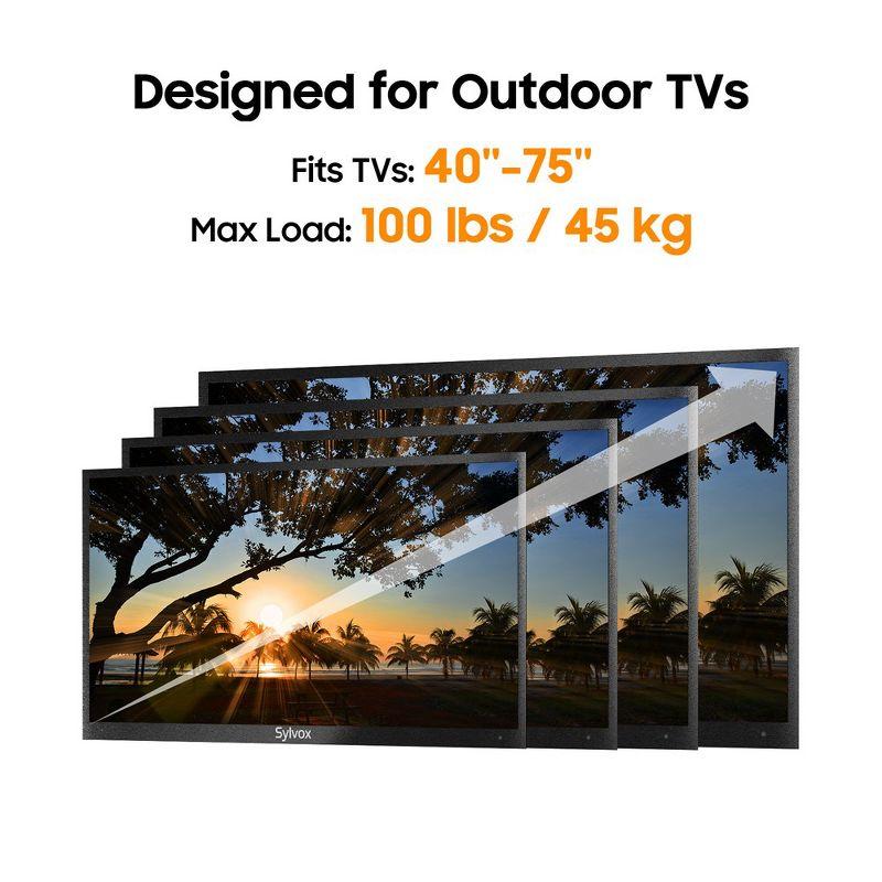 Sylvox Full Motion Outdoor TV Wall Mount for 40-75 inches, with Flexible 6 Articulating Dual Arms for Flat Curved Screen TV