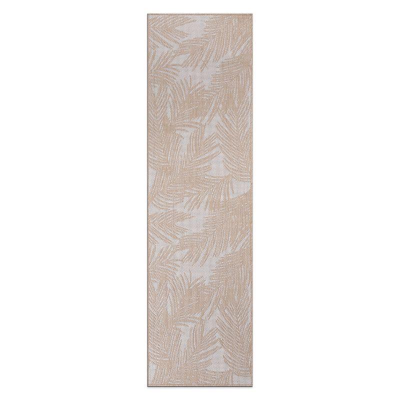 Tropical Floral Palm Distressed Flatweave 2'x7' Indoor/Outdoor Rug - Natural