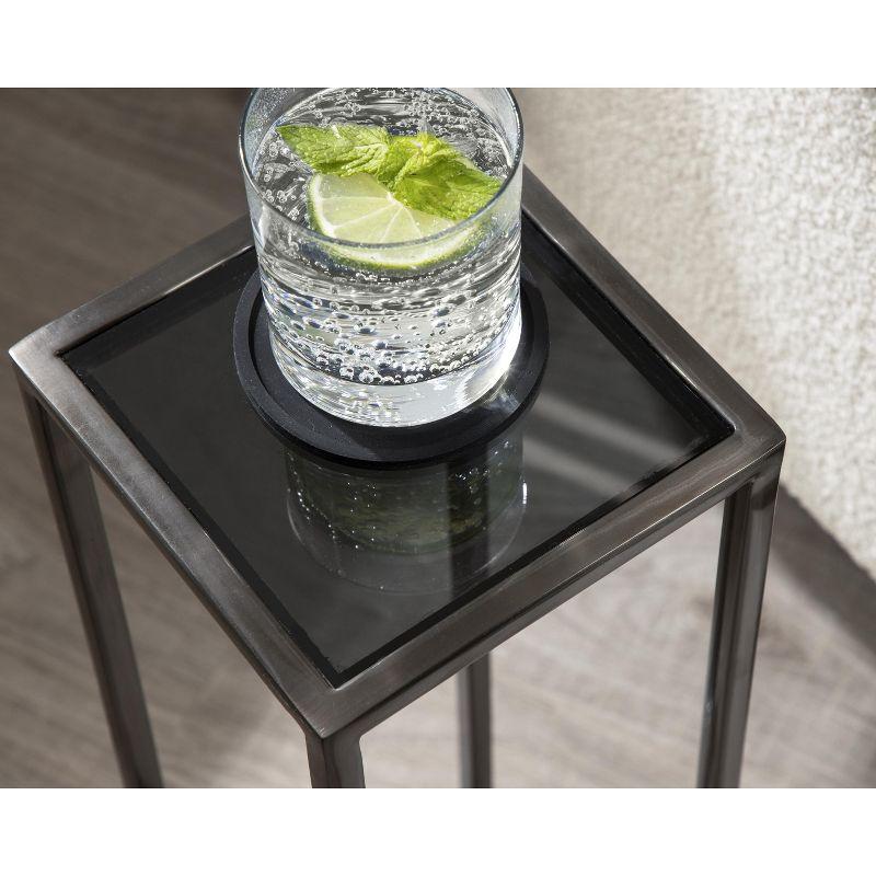 Kate and Laurel Jaspur Square Metal Drink Table, 7x7x21, Pewter