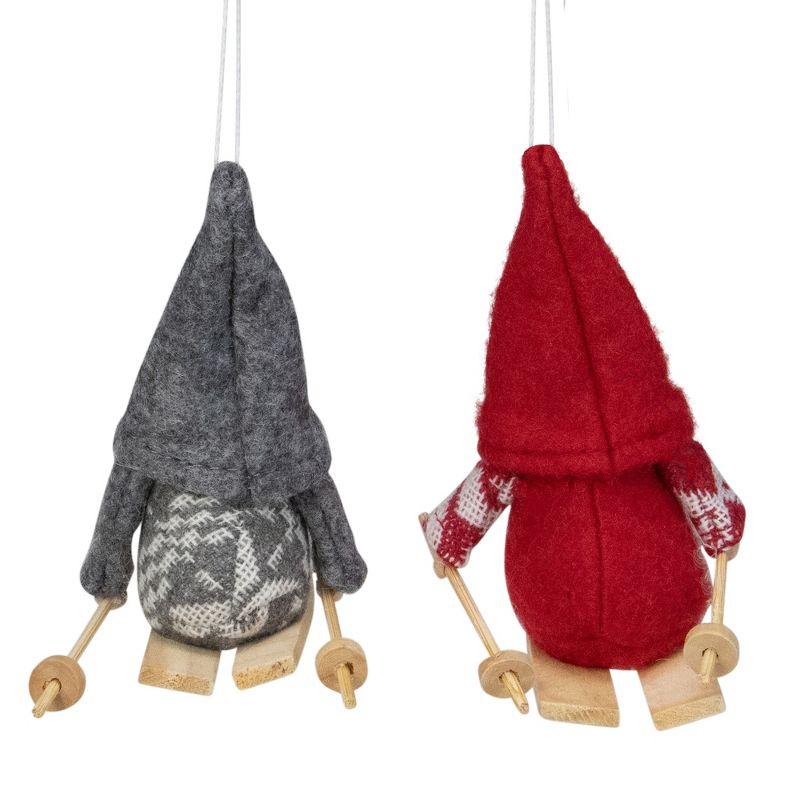 Set of 2 Colorful Skiing Gnome Christmas Ornaments