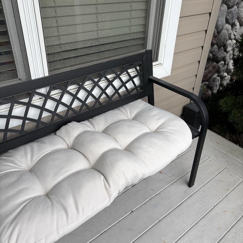 Outdoor Patio Loveseat Thick Tufted 44" x 19" Fiber Fill Cushion , Cream