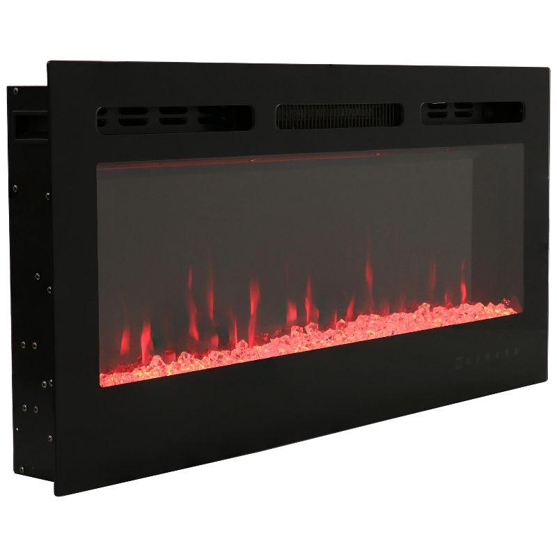 Sunnydaze 40-in Modern Flame Wall-Mounted or Recessed Indoor Electric Fireplace with LED Lights - Black Finish