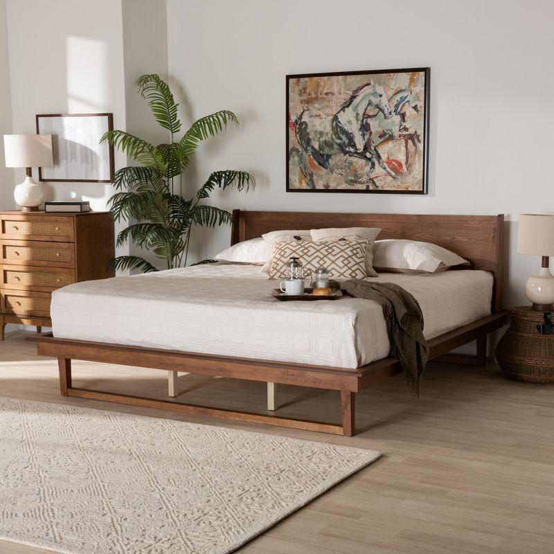 Macayle Walnut Wood Queen Platform Bed with Headboard