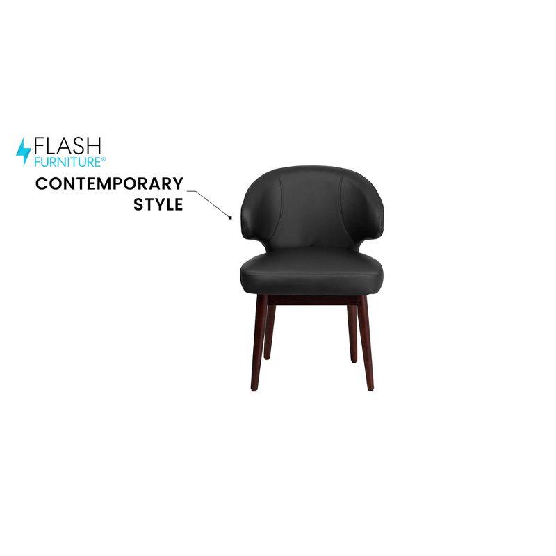 Posh Black LeatherSoft Side Chair with Walnut Legs