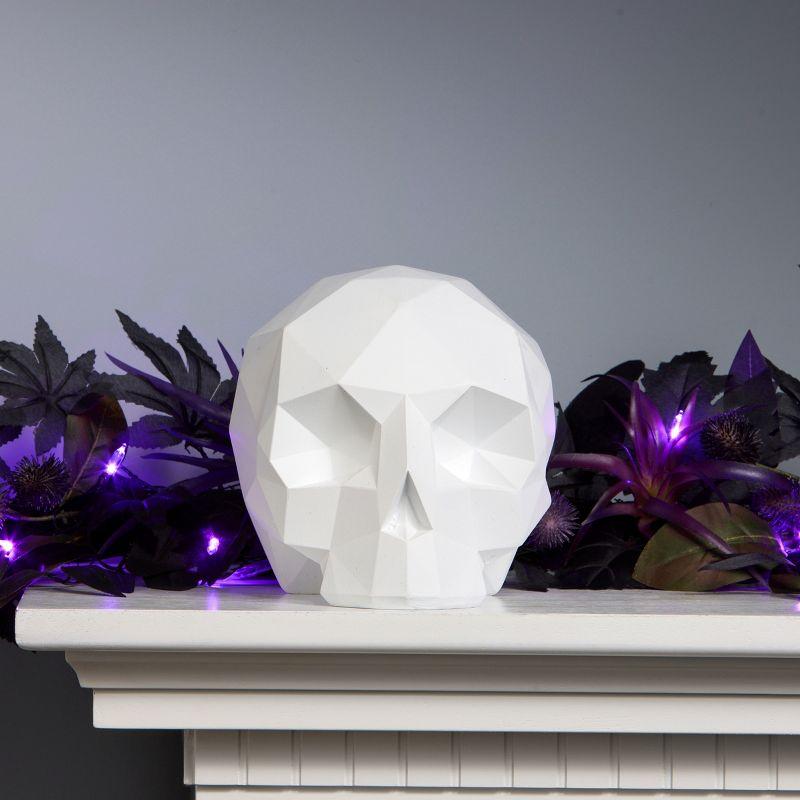 6" White Origami Style Resin Skull Figurine