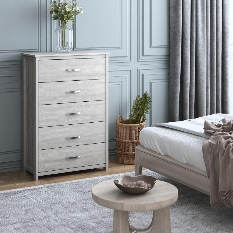 Galano Layton Dusty Gray Oak 5 Drawer 31.5 in. Wide Chest of Drawer (Sturdy, Effortless Assembly with Interlocking Drawers)