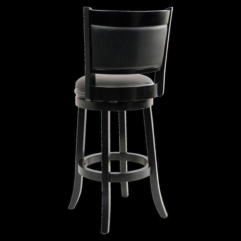 Augusta 29" Black Faux Leather Swivel Wood Bar Stool